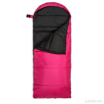 Lucky Bums Youth Muir Sleeping Bag 40°F/5°C with Digital Accessory Pocket and Carry Bag, Pink 568935281